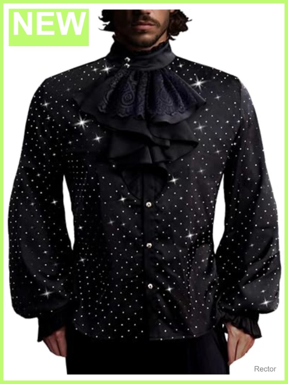 Mens Victorian Gothic Pirate Vampire Costume Shirt Renaissance Button Down